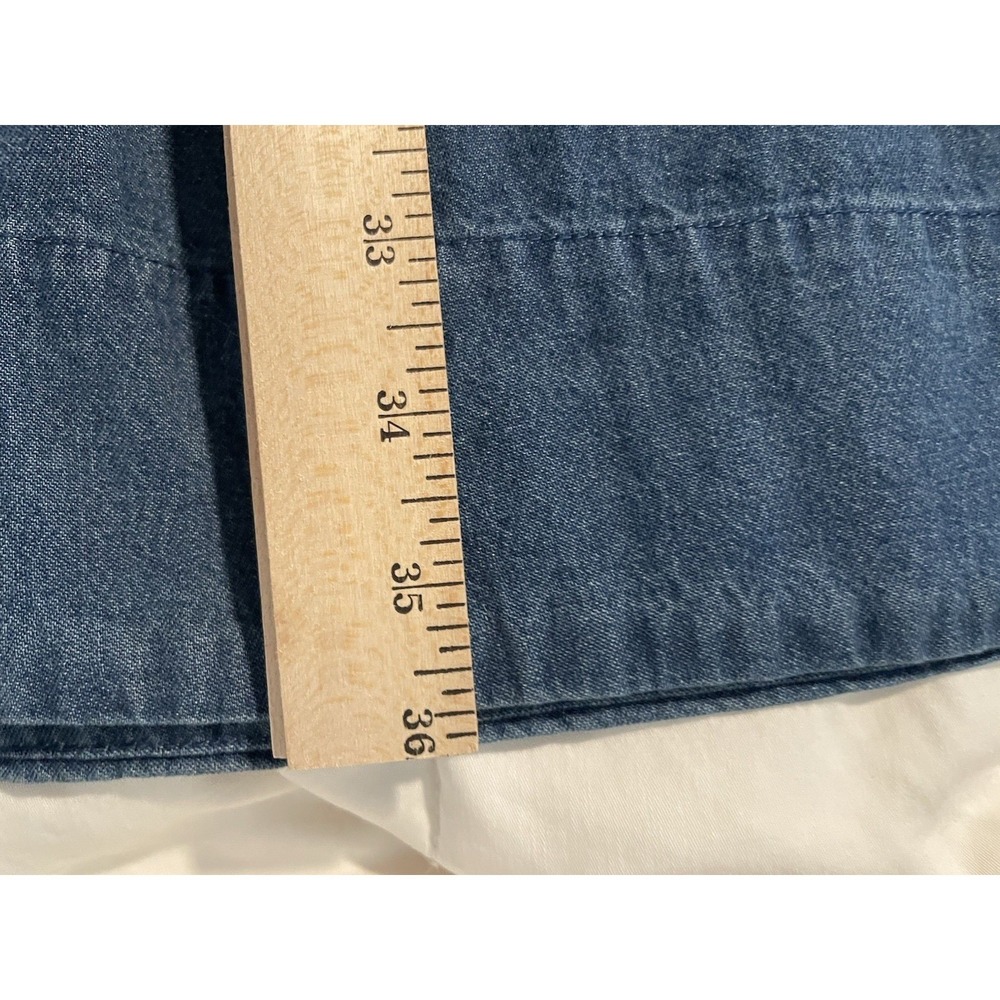 Draper James Ruffle Denim Shift Dress Siize M Blue Cottagecore Rustic Cowgirl - Picture 10 of 10